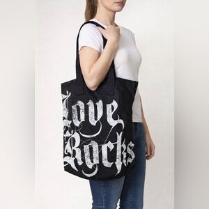 Victoria’s Secret Love Rocks  Oversized Black &White Graphic Tote Bag.Great Cond